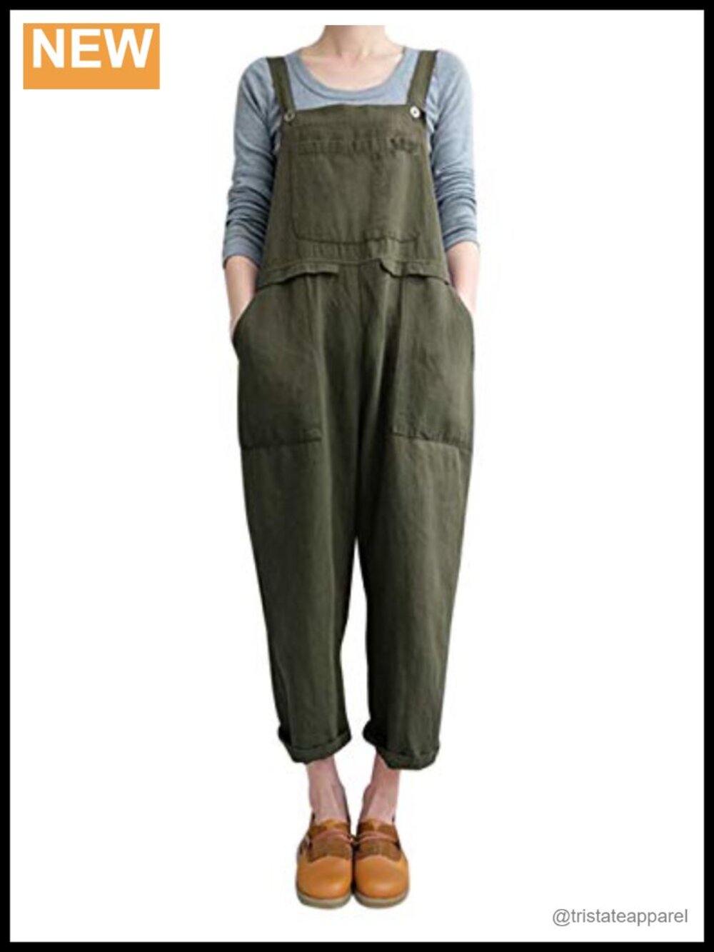 Linen Cotton Overalls Loose Fit Baggy Jumpsuit Adjustable Straps Pockets